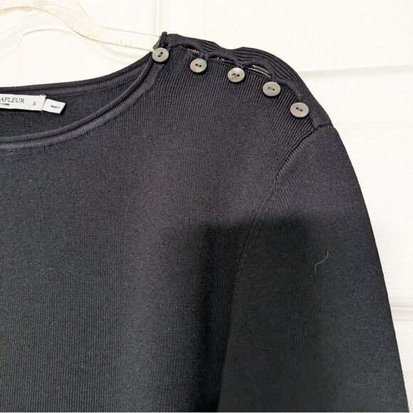 NEW MM Lafleur Malin Top Womens Size Small Black Jardigan Knit Button Shoulder - Picture 2 of 12